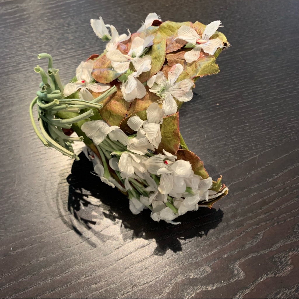 Vintage Floral Hat With White And Green Accents